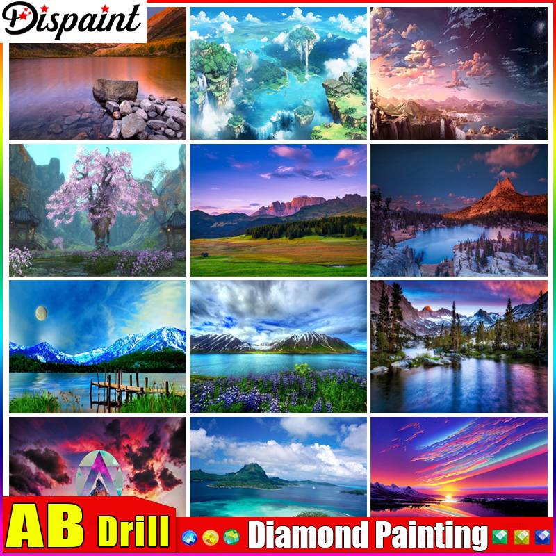 Embroidery Cross Stitch Patterns - Dispaint AB เพชรจิตรกรรมสแควร์/รอบเพชร 