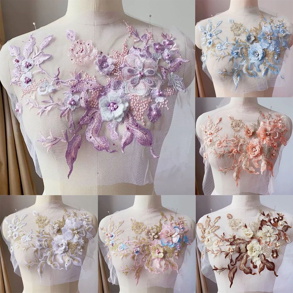 Embroidery Flower Pattern - แพทช์ปักเลื่อมสีสันสวยงาม แต่งลายดอกไม้ 3 มิติ สำหรับงาน DIY