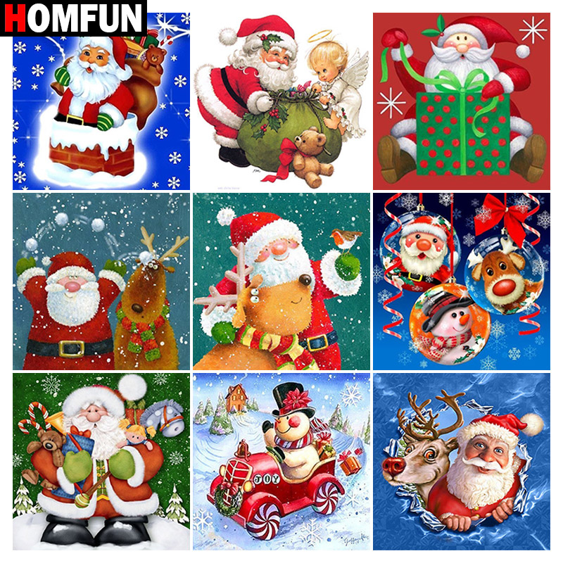 Embroidery Cross Stitch Patterns - HOMFUN เพชรจิตรกรรมสแควร์/รอบเพชร 
