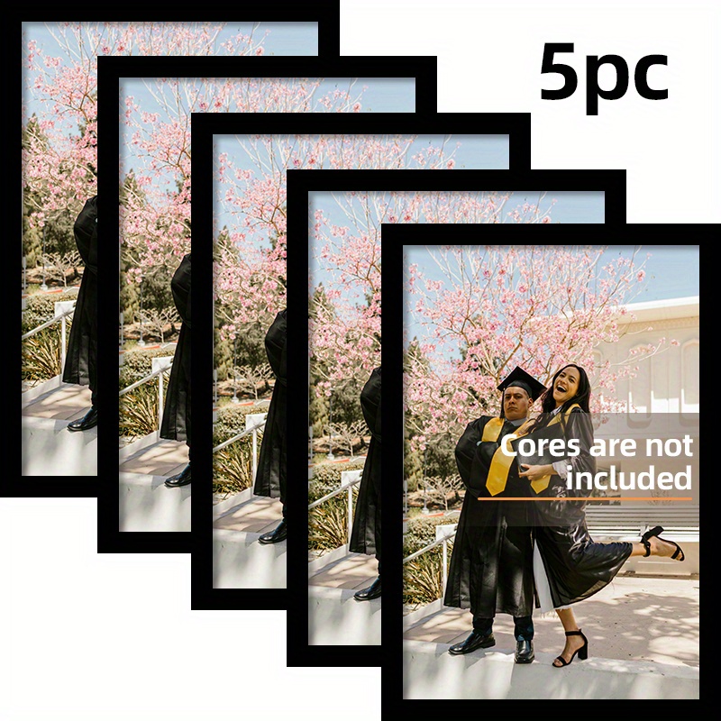 Frame Display Wood - กรอบรูปไม้สีดำขนาด A4 ชุด 5 ชิ้น สำหรับติดผนัง