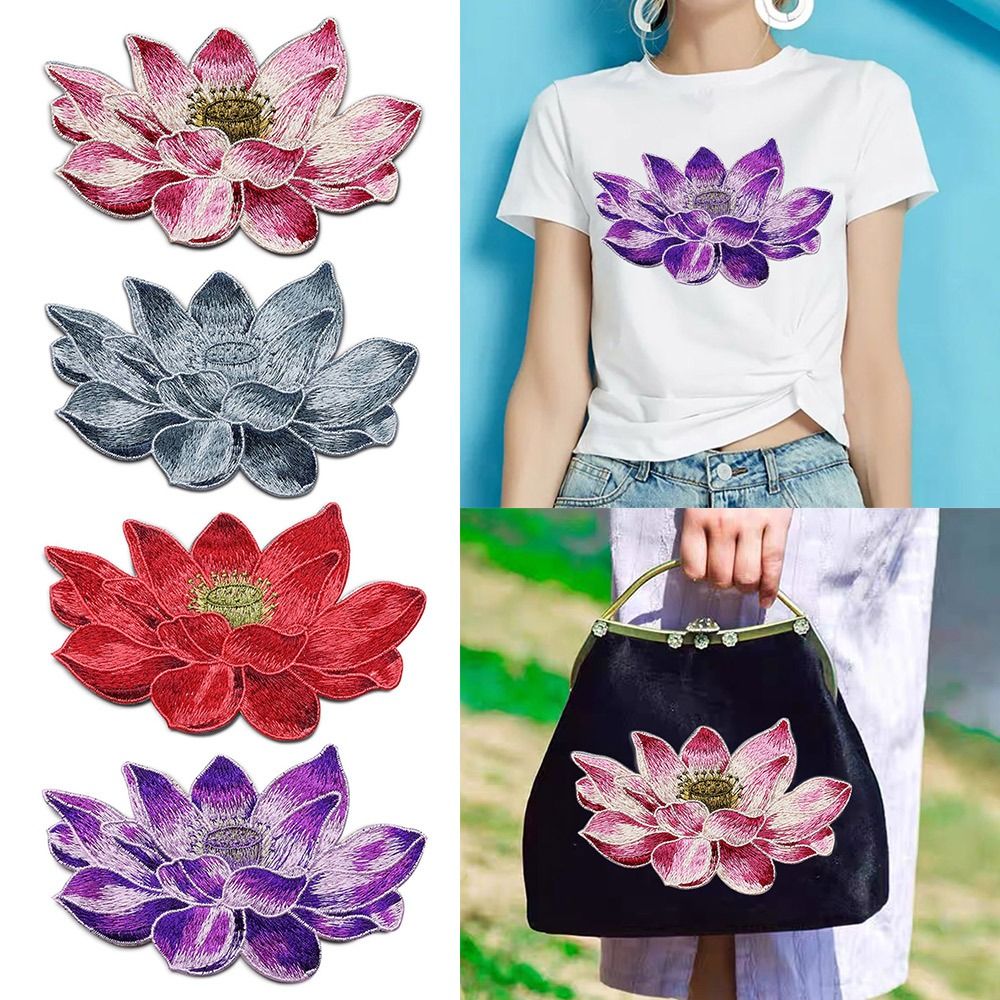 Embroidery Flower Pattern - กระเป๋าปัก tempelan Bunga บัวแบบ DIY แผ่นปะติดสำหรับเสื้อผ้าชุดกี่เพ้าเครื่องประดับชุดแต่งงาน