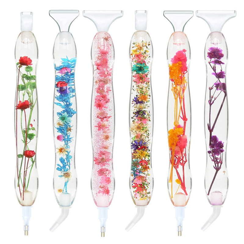 Embroidery Daisy - ดอกไม้คริสตัลเรซิ่นเจาะปากกาคู่หัว 5D เพชรจิตรกรรมปากกา DIY หัตถกรรม Cross