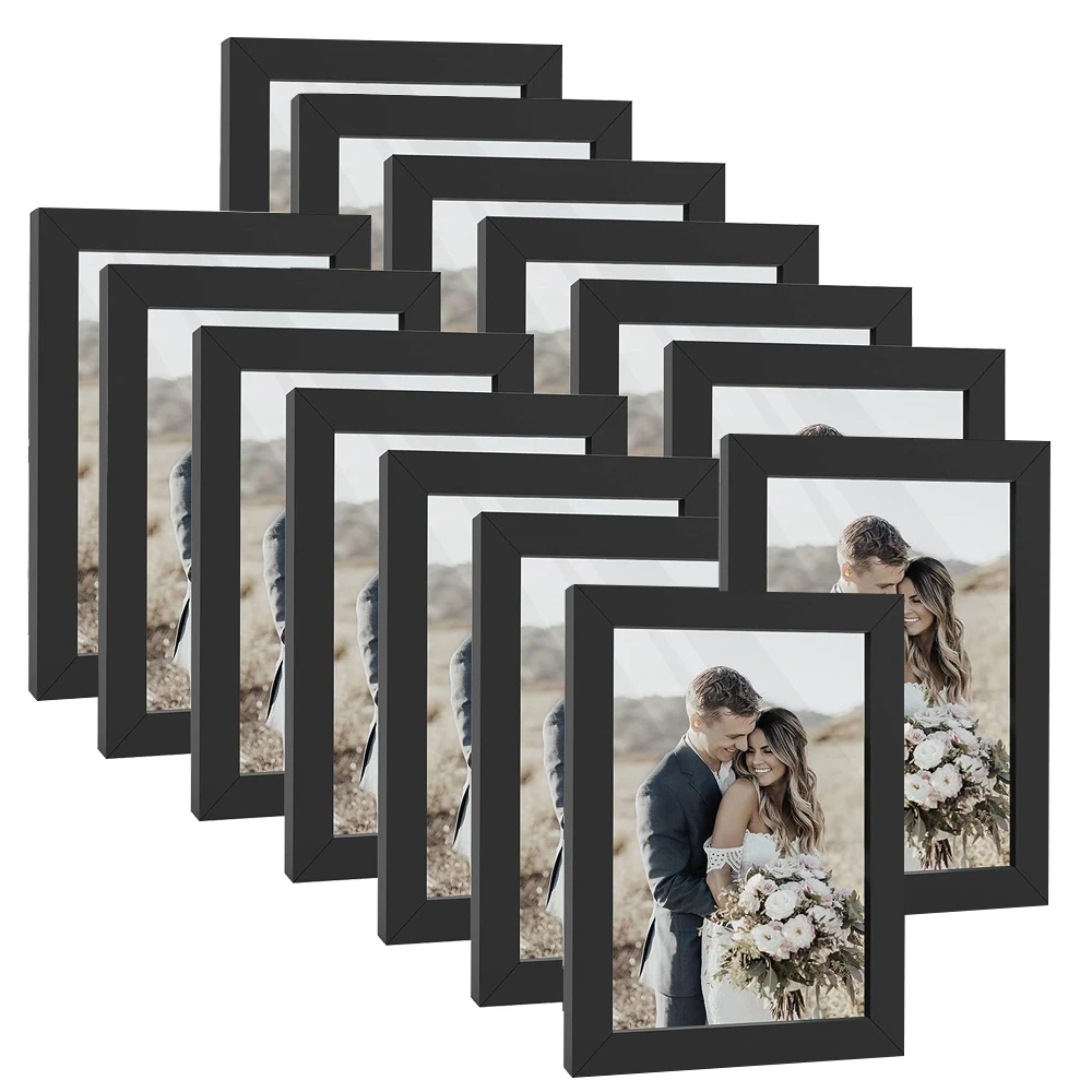 Frame Display Wood - กรอบรูปไม้ขนาด 4x6 นิ้ว 14 ชิ้น/ชุด สำหรับใส่รูปภาพขนาด