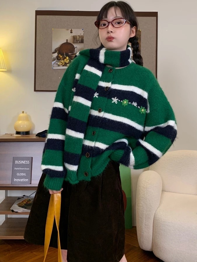 เสื้อคาร์ดิแกนถักทรงหลวมสไตล์เ - Embroidery Online Designs บทวิจารณ์และราคา