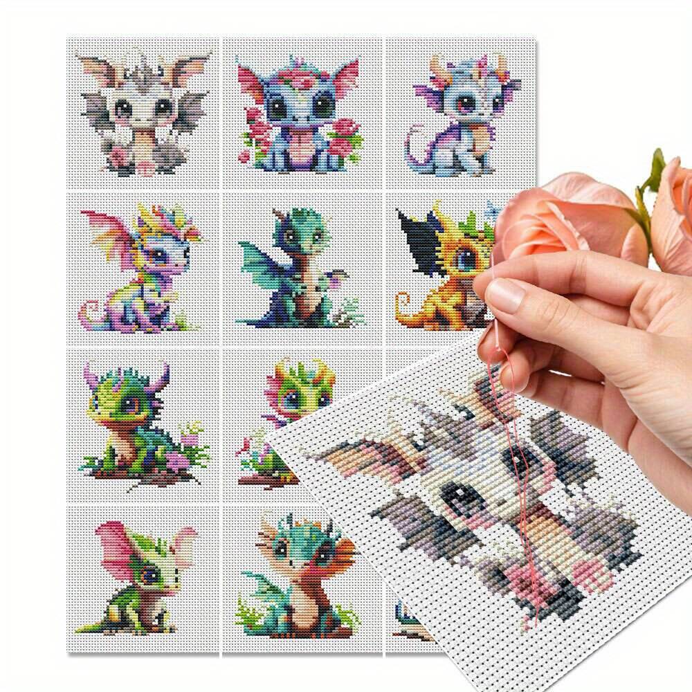 ชุดปักครอสติชลายมังกร 12 ชิ้น  - Embroidery X Stitch บทวิจารณ์และราคา