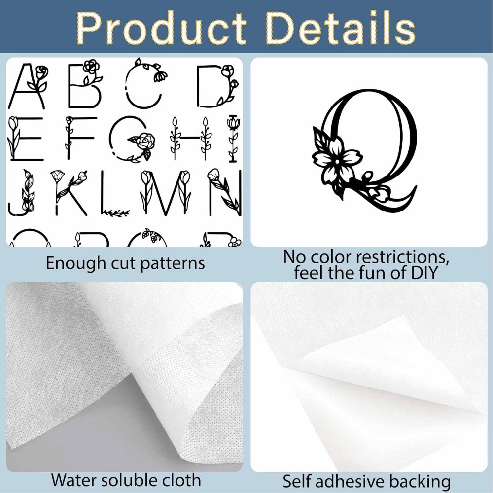 ตัวอักษร A-Z ที่ละลายน้ําได้เย - Embroidery Paper บทวิจารณ์และราคา