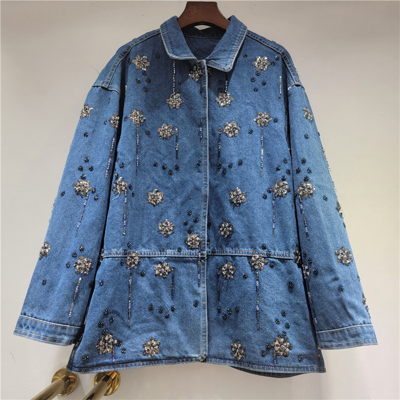 เสื้อแจ็คเก็ตยีนส์ปักลายดอกไม้ - Embroidery Flower Pattern บทวิจารณ์และราคา