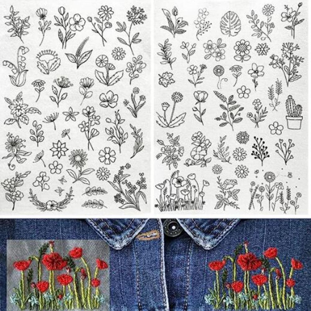กระดาษเย็บปักถักร้อยแบบสร้างสร - Embroidery Flower Pattern บทวิจารณ์และราคา