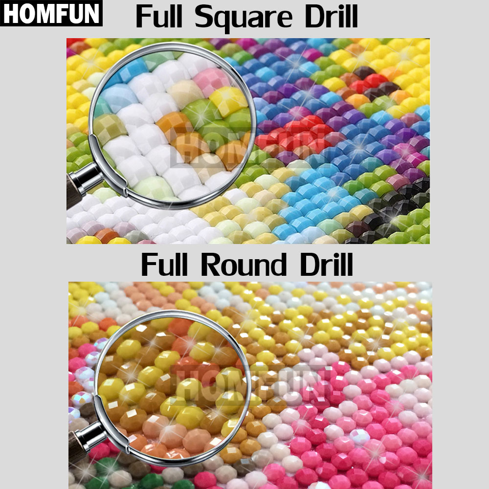 HOMFUN เพชรจิตรกรรมสแควร์/รอบเ - Embroidery Cross Stitch Patterns บทวิจารณ์และราคา
