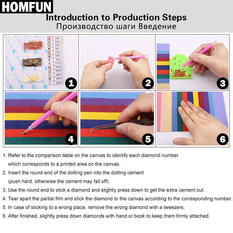 HOMFUN เพชรจิตรกรรมสแควร์/รอบเ - Embroidery Cross Stitch Patterns บทวิจารณ์และราคา