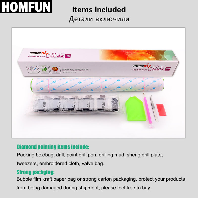 HOMFUN 5D รูปแบบเพชร Rhineston - Embroidery Cross Stitch Patterns บทวิจารณ์และราคา